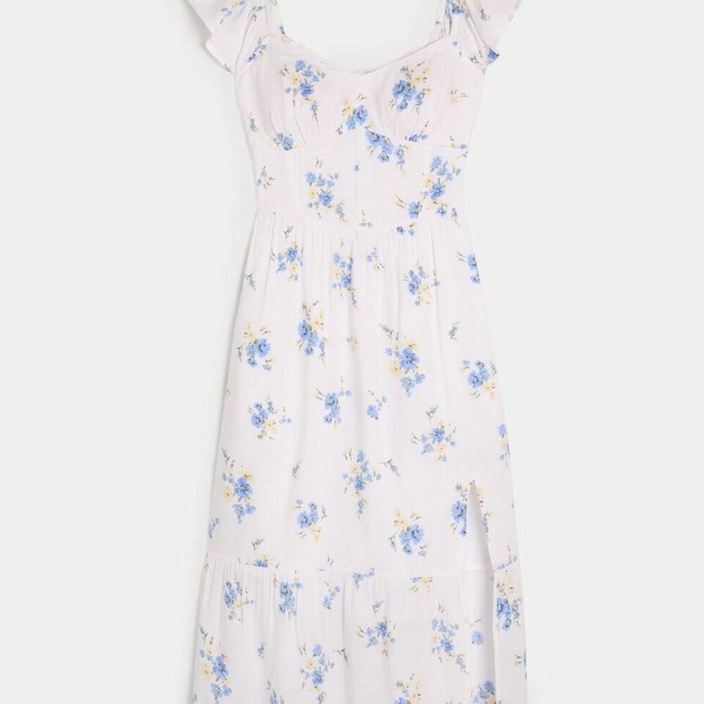 Hollister Co. Lace Up Floral Midi Dress